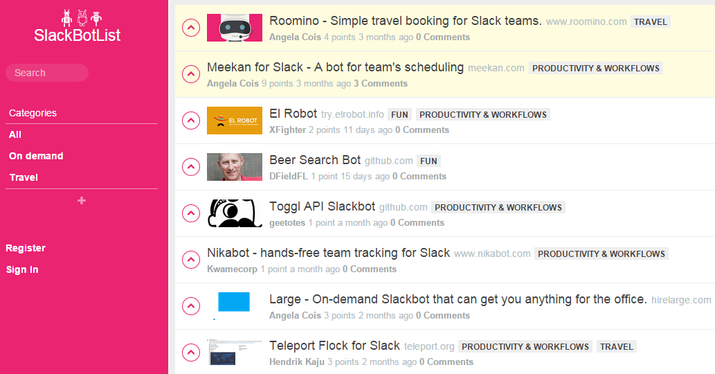 SlackBotlist:互联网创新产品推荐网